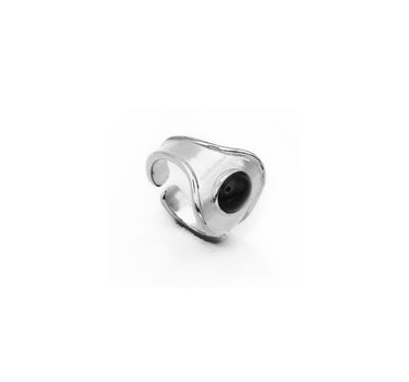 Black Obsidian Sterling Silver 925 Adjustable Ring