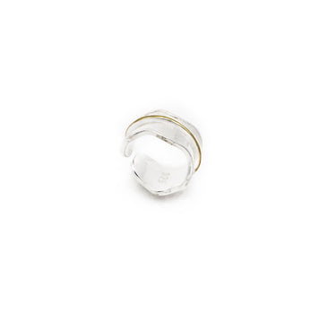 Irregular Sterling Silver With 14K Gold Plated Adjustable Ring