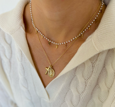 Silver Coin and Cross Necklace