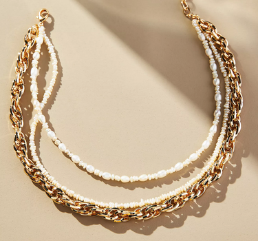 Natural Pearls Gold-Chain Necklace